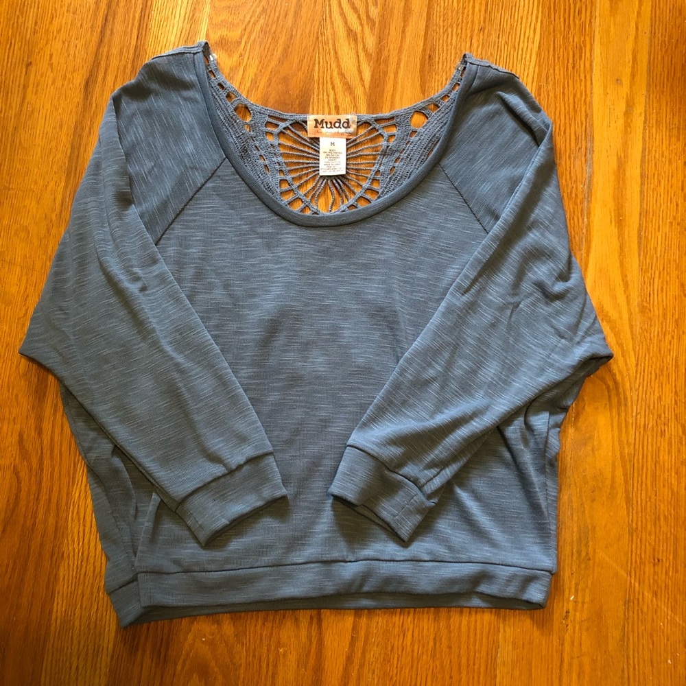 Mudd Boho Crochet Off Shoulder Batwing Blouse